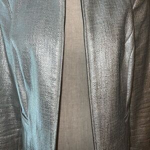 White House, Black Market coated jacket in silver, size 12! worn once!